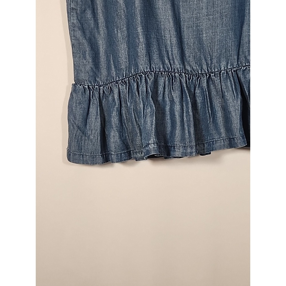 Chelsea & Theodore Peplum Embroidered Floral Top Chambray Blouse‎ Boho Womens L - Picture 4 of 13